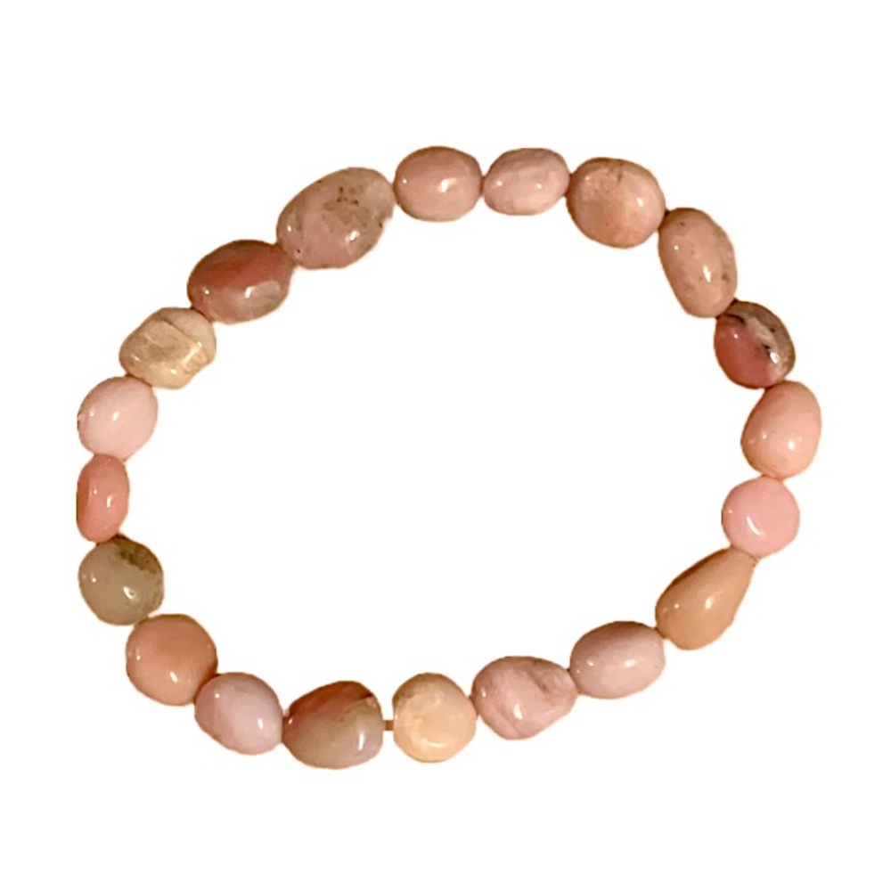Pink/Tan Natural Opal stretch bracelet.